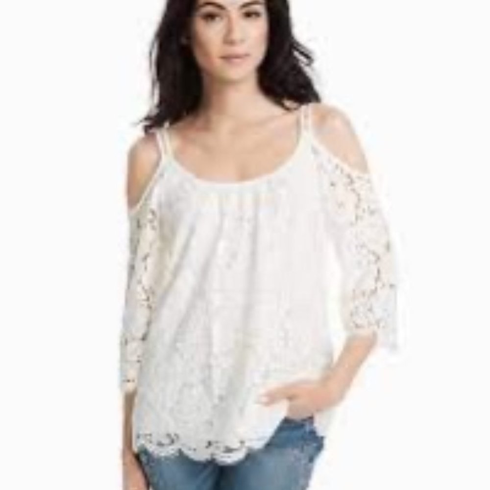WHBM Lace Cold Shoulder Top
